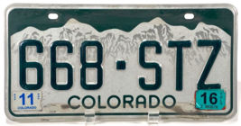 Colorado License Plate- 668-STZ -Green White Mountains-Stickers-Expired ... - $9.50