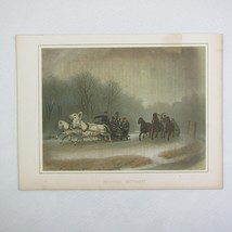Antique 1862 Color Lithograph Russian Race Horse Sleigh Horses Sleds RARE - £39.83 GBP