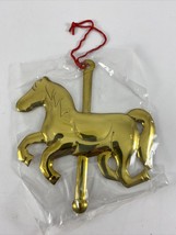 VTG Department 56 Christmas Ornament Carousel Horse Brass Tone Metal 4.5&quot; NOS - £2.17 GBP