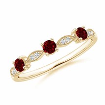 ANGARA Ruby &amp; Diamond Marquise and Dot Band in 14K Solid Gold - £688.33 GBP