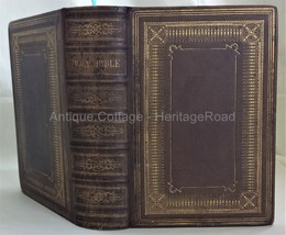 1868 Antique Leather Bible Baker City Or Ison Gaines Fuller Akers Genealogy Ms - £136.33 GBP