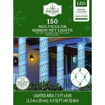 HOLIDAY TIME 72-575B 150CT MULTICOLOR RIBBON NET LED LIGHTS 7.5x0.67' - ... - $17.48