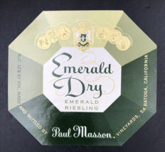 VTG Original Paul Masson Emerald Dry Emerald Riesling Wine Label 4x4 - £23.70 GBP