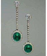 2.80 Ct Emerald &amp; Diamonds Art Deco 14k White Gold Over Drop Dangle Earr... - €66,21 EUR