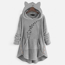 Kawaii Womens Cat Ear Hoodies Casual Long Sleeve  Print Hooded Sweatshirt With P - £56.52 GBP