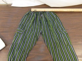 Children Youth Unisex Hand Made Green Blue Lounge Pants Small Pajama Pan... - $11.80