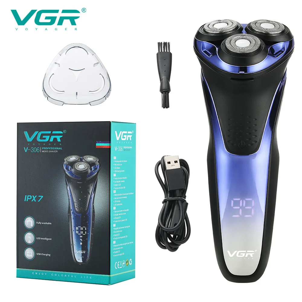 VGR 3Cutter Heads Wet Dry Shaving Machine Rechargeable Electric Shaver P... - £36.80 GBP