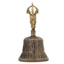 Spiritual Buddhist Tibetan Brass Bell with Dorje Handle for Self Healing... - $39.59