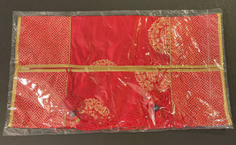 Festive Gold &amp; Red Tissue Box Cover Gold Tassels 14in x 8in Hook Loop Opening. - £14.70 GBP
