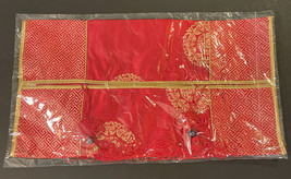 Festive Gold &amp; Red Tissue Box Cover Gold Tassels 14in x 8in Hook Loop Opening. - £14.03 GBP