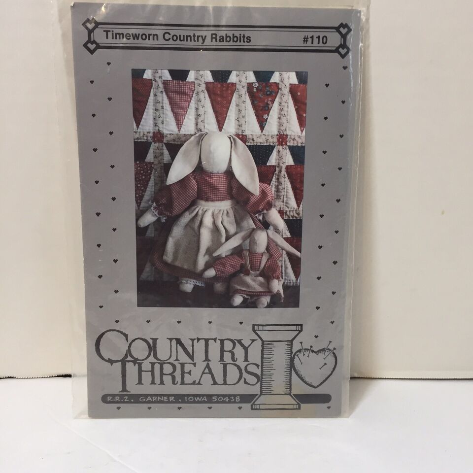 Timeworn Country Rabbits Pattern 12" & 8" Country Threads - £10.19 GBP