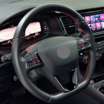 Leather Car Steering Wheel Cover Braid For Seat Leon Cupra Ateca FR 2013-2019 - £21.75 GBP