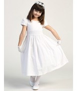 Girls White First Communion Dress w/ Smocked cotton (108) - $90.00+
