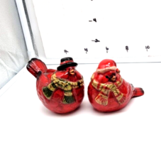Ceramic 3 1/2&quot; Snow Christmas Cardinal donned in &quot;muffs and scarf  Set of 2 - $285.10 MXN