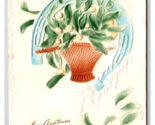 Christmas Joys Flower Basket Horseshoe Airbrushed Embossed DB Postcard A16 - $4.90