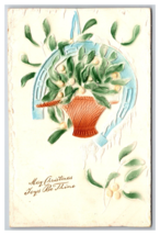 Christmas Joys Flower Basket Horseshoe Airbrushed Embossed DB Postcard A16 - £3.83 GBP