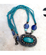 Vintage Tribal Afghan winzige Rocailles Türkis Farbe Lapis Schmuck Halsk... - $27.51
