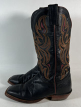 Justin Boots Western Mens Black Leather Made in USA EUC Men’s Size 7 B L... - $74.24