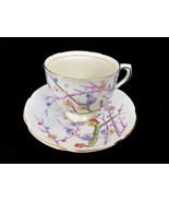 Vtg Stanley England Bone China Teacup Saucer Floral Branches Lavender Mu... - $31.99 CAD