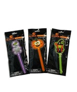 Happy Halloween Glow Wand Stick W Topper Set Of 3 Witch Pumpkin Mummy Party - $159.18 MXN