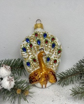 Multicolored fire bird glass Christmas handmade ornament, Christmas decoration - £13.87 GBP