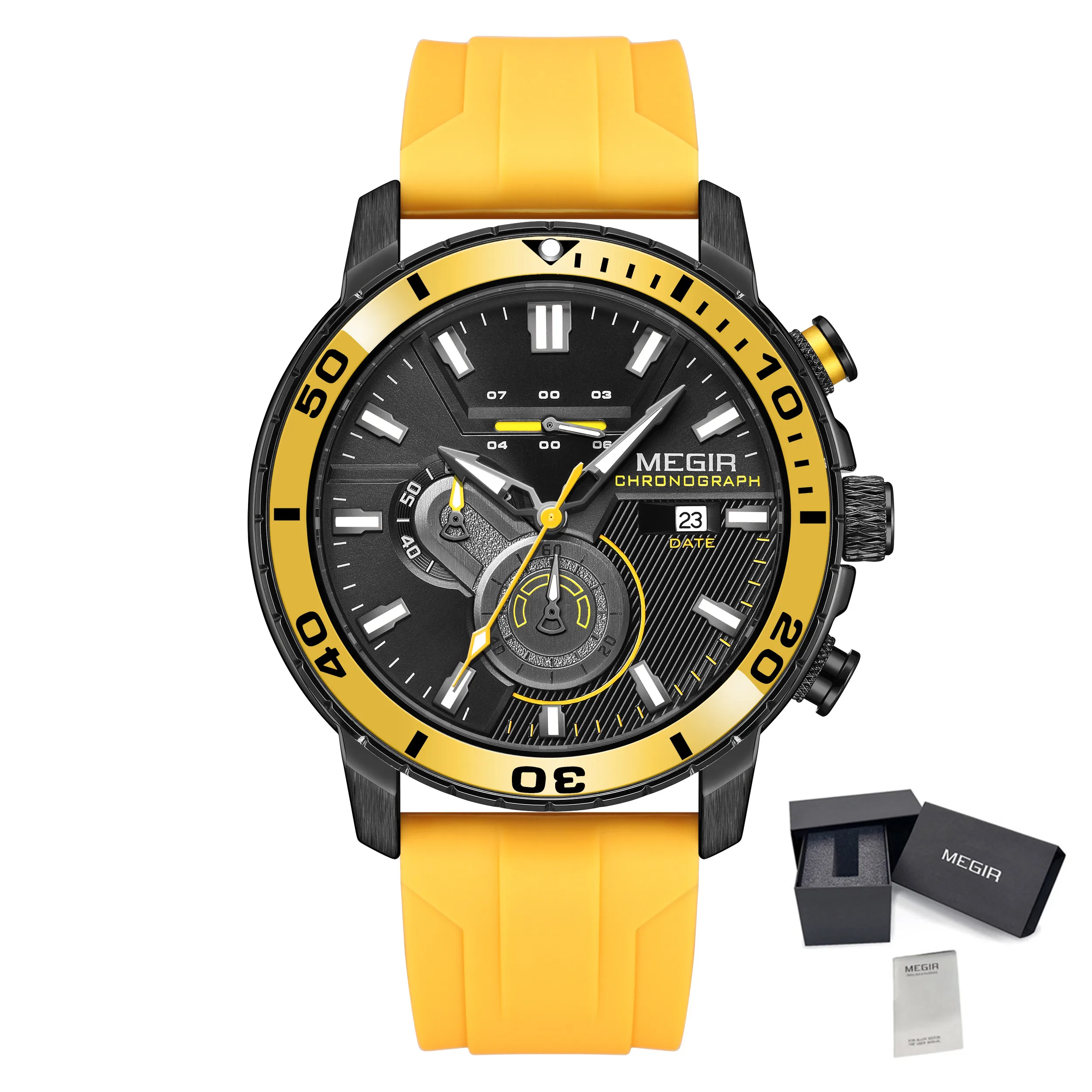 Male Chronograph Luxury Quartz Military Watch for Men Silicone Calendar Waterpro - £25.57 GBP