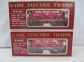 2 K-Line Trains K-90006 O L &amp; B Big Red Line Classic Ore Cars NIB C-9 - £26.47 GBP