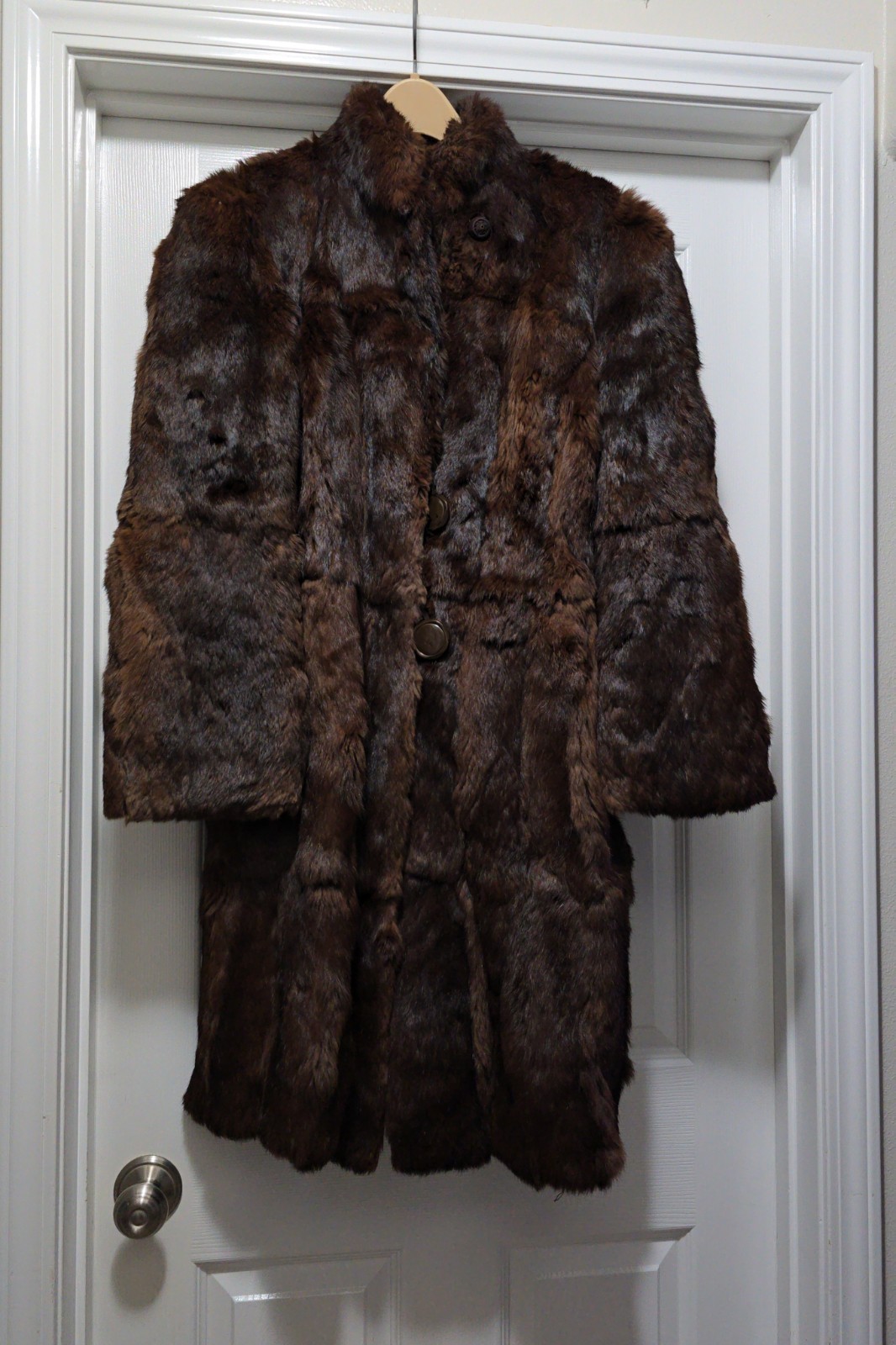 VTG Genuine Rabbit Fur Mid Length Coat Dark Brown Women’s Sz S NEEDS REPAIRS Item image 15