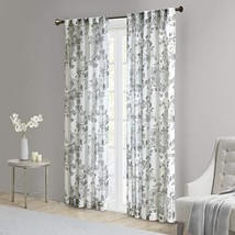 Madison Park Simone Floral Design Sheer Single Window Curtain, 50" x 95", White - £22.94 GBP