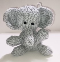 Vintage Hand Made Knitted Elephant Stuffed Animal Toy Ornament - $15.08