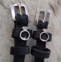 Engagement Ring Bling Leather English Spur Straps Adult Black - £18.87 GBP