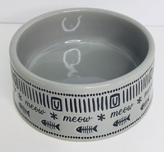 MEOW  Pet Bowl 4.5 X 2” Gray Food Water Cat Kitty Signature Stoneware New - £13.42 GBP