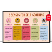 Five Senses Poster Boho Mental Health Posters for Classroom Therapy Office - £12.78 GBP
