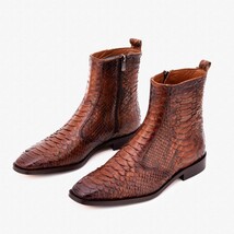 The Boss Tan Pythn Snk Zip-Up Leather Men Boot Limited Edition image 7