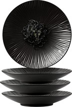 Black Plate Set Modern Dinnerware Dishes Dinner Salad Dessert Japanese Style 4 - £44.00 GBP