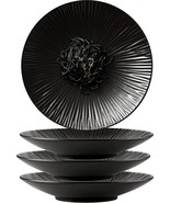 Black Plate Set Modern Dinnerware Dishes Dinner Salad Dessert Japanese S... - £43.89 GBP
