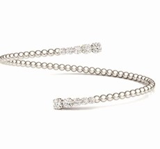 Solid 14K White Gold Over 1.35CT Round Cut Natural Moissanite Wrap Cuff Bracelet - £130.42 GBP