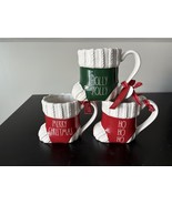 NEW Rae Dunn HOLLY JOLLY, MERRY CHRISTMAS AND HO HO HO Stocking Mug Set ... - $64.30