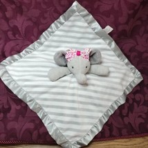 Lovie Baby Blanket Elephant W/pink Bow Grey Satin By Cloth Island 14&quot; - £9.51 GBP