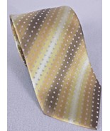 Van Heusen Men&#39;s Tie Stain Resistant Silk Gold/Bronze Ombre Stripes 58&quot;L... - £9.10 GBP