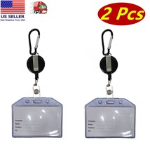 2 Pcs Id Card Holder Badge Reel, Belt Clip, Aluminum Keychain, Waterproof, Black - £4.66 GBP