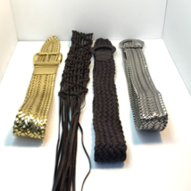 70&#39;s  80&#39;s Belts Boho Woven Braided Macrame Hippie Glamour Style Lot of 4 Small - £19.35 GBP