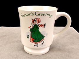 Christmas Keepsake Mug, Vintage Holly Hobbie Footed Genuine Stoneware, MUG-C - $14.65