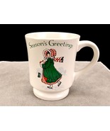 Christmas Keepsake Mug, Vintage Holly Hobbie Footed Genuine Stoneware, M... - £11.69 GBP