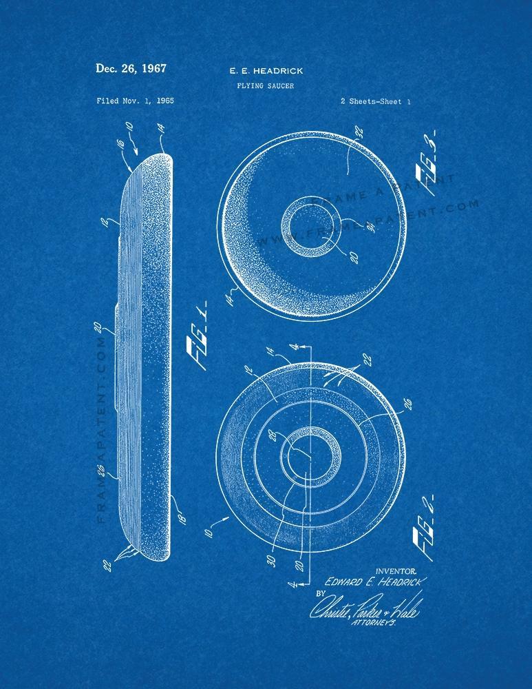 Flying Saucer Patent Print - Blueprint
