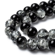 50 Crackle Glass Beads 8mm Black Clear Mixed Ombre Bulk Jewelry Supplies Mix Set - £4.12 GBP