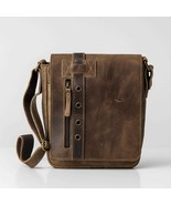 Handcrafted Full-Grain Leather Crossbody Messenger Bag: Rustic Brown Tra... - $3,659.40 MXN
