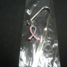 Breast Cancer Survivor Book Mark Marker Ribbon Charm Silver Toned - £7.66 GBP