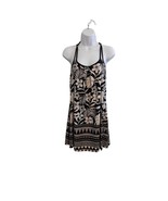 Linea Donatella S Geometric Floral Slip Dress Black White Crochet Racerback - $460.26 MXN
