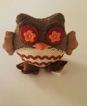 Plush 5&quot; Owl Fall Autumn Harvest Tabletop Decor w Weighted Bottom &amp; Butt... - £10.19 GBP